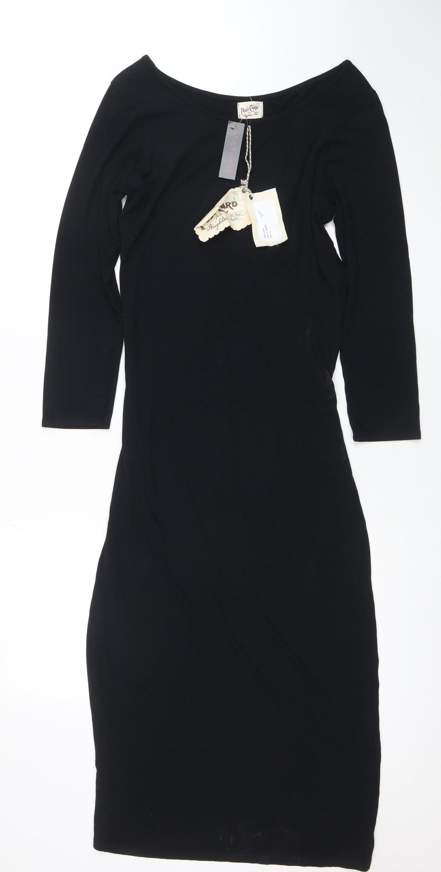 Post Card by Elif Women's Black Stretch Bodycon Dress Size S