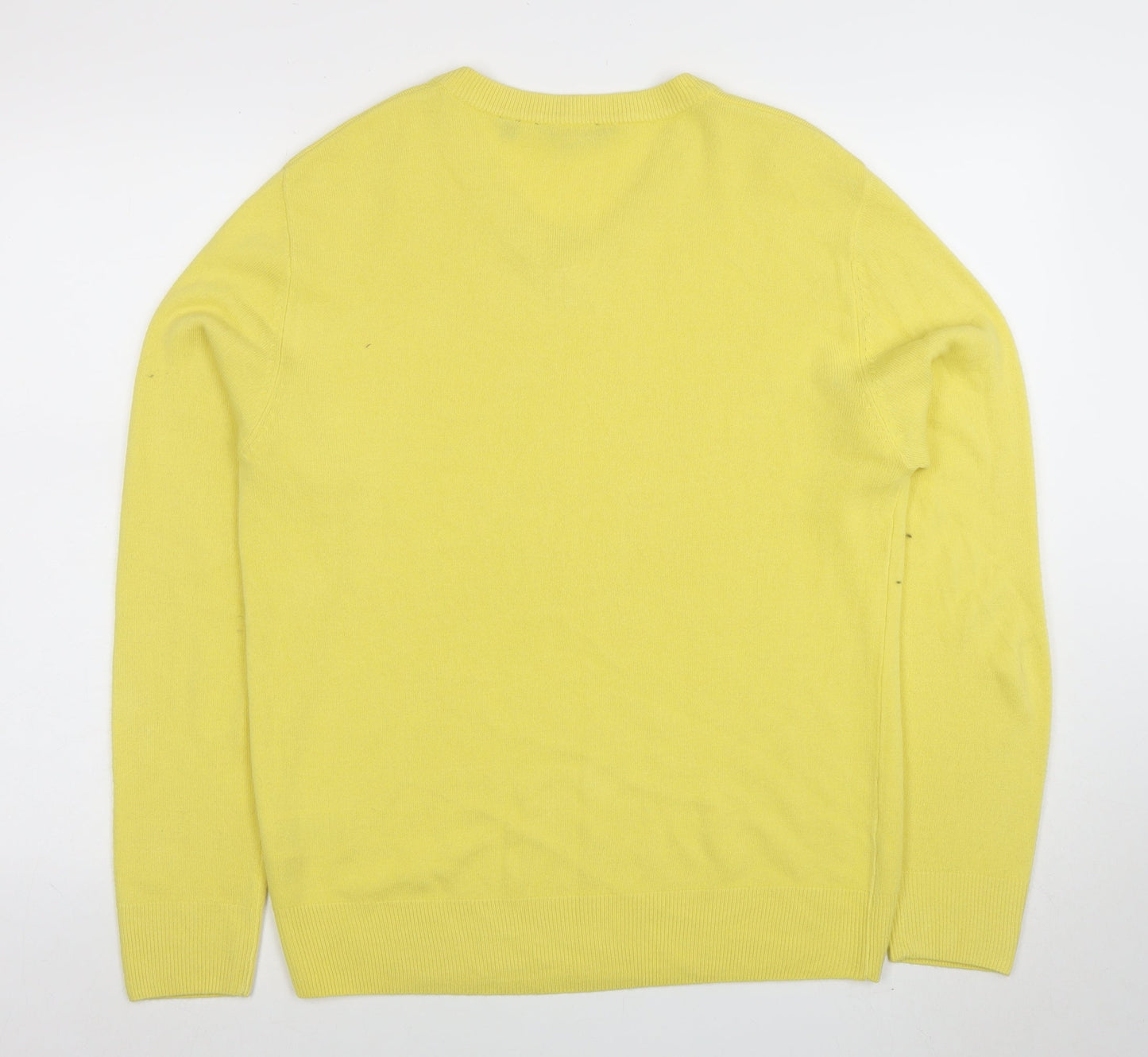 Cutting Edge Mens Yellow V-Neck Acrylic Jumper L Regular Fit