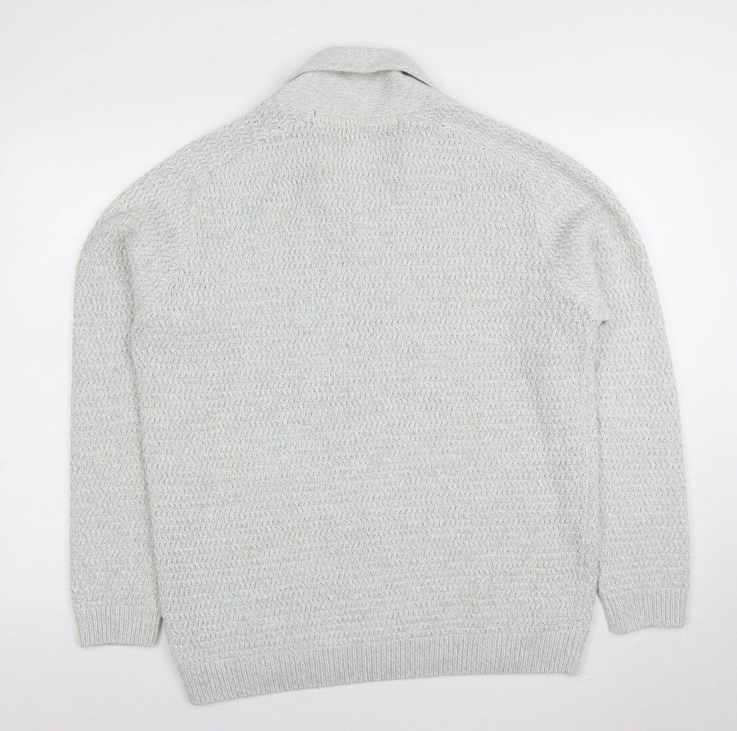 Next Men Grey XL Shawl Collar Button Knit Jumper Wool Blend