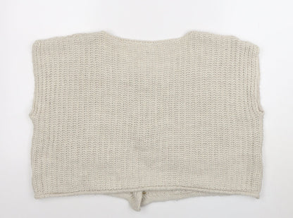 Quiz Women's Beige Sleeveless Chunky Knit Button Cardigan S