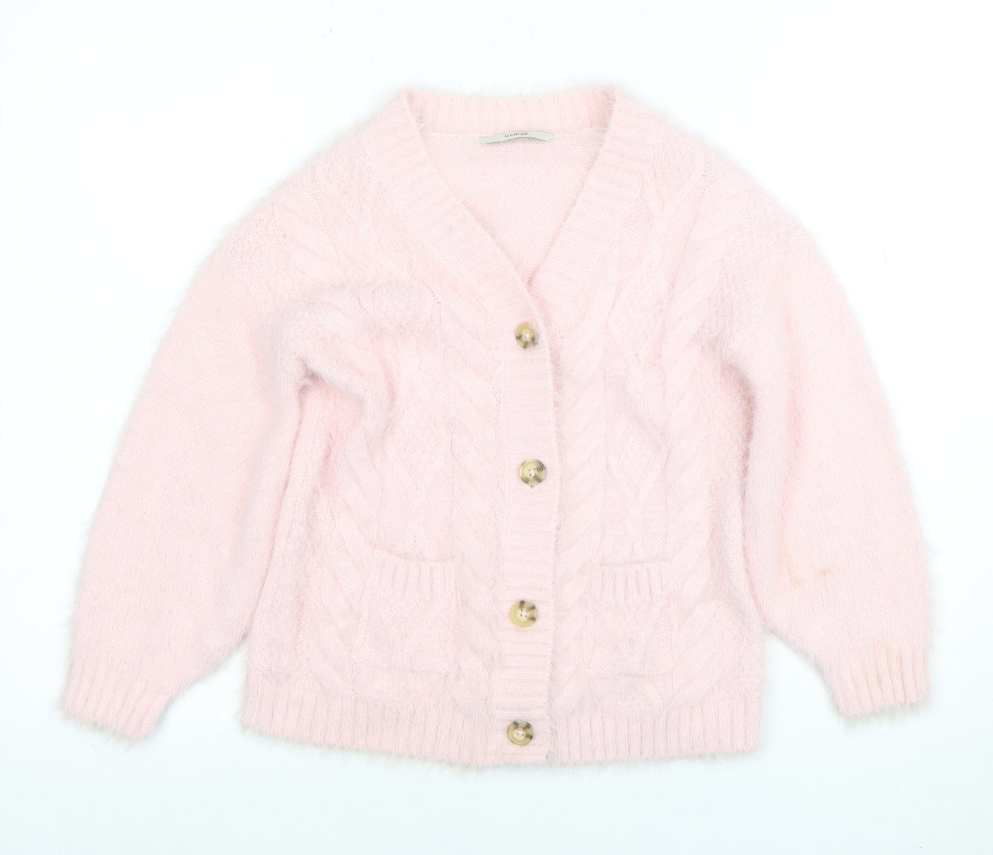 George Teens Pink Cable Knit Button Cardigan Jumper 7-8 Years
