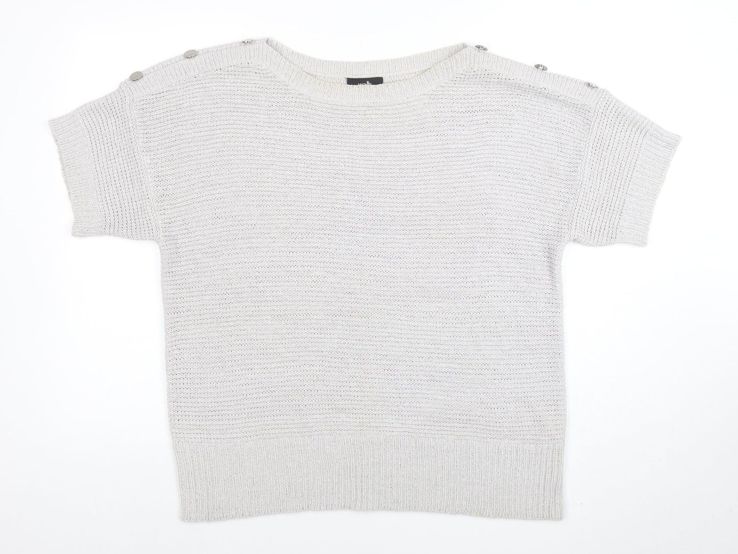 Wallis Women Ivory Short Sleeve Knit Pullover Jumper L