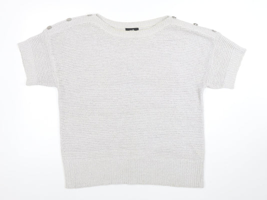 Wallis Women Ivory Short Sleeve Knit Pullover Jumper L