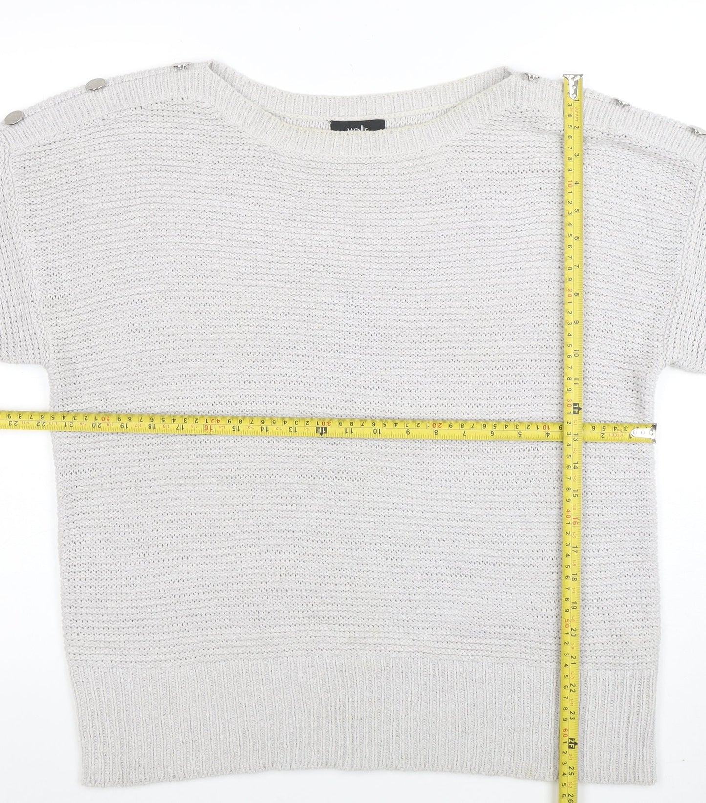 Wallis Women Ivory Short Sleeve Knit Pullover Jumper L