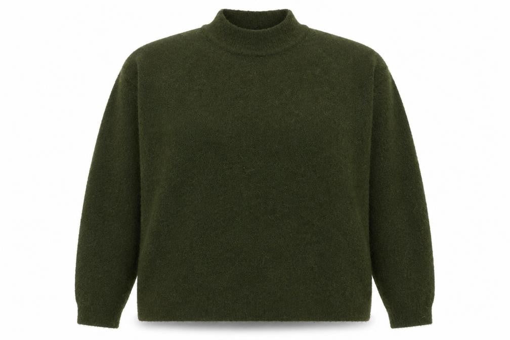 Marks & Spencer Women’s Green Mock Neck Wool Blend Jumper Size L