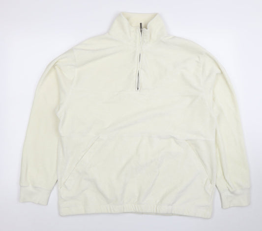 Topman Men’s Ivory Corduroy 1/2 Zip Sweatshirt XL Regular Fit
