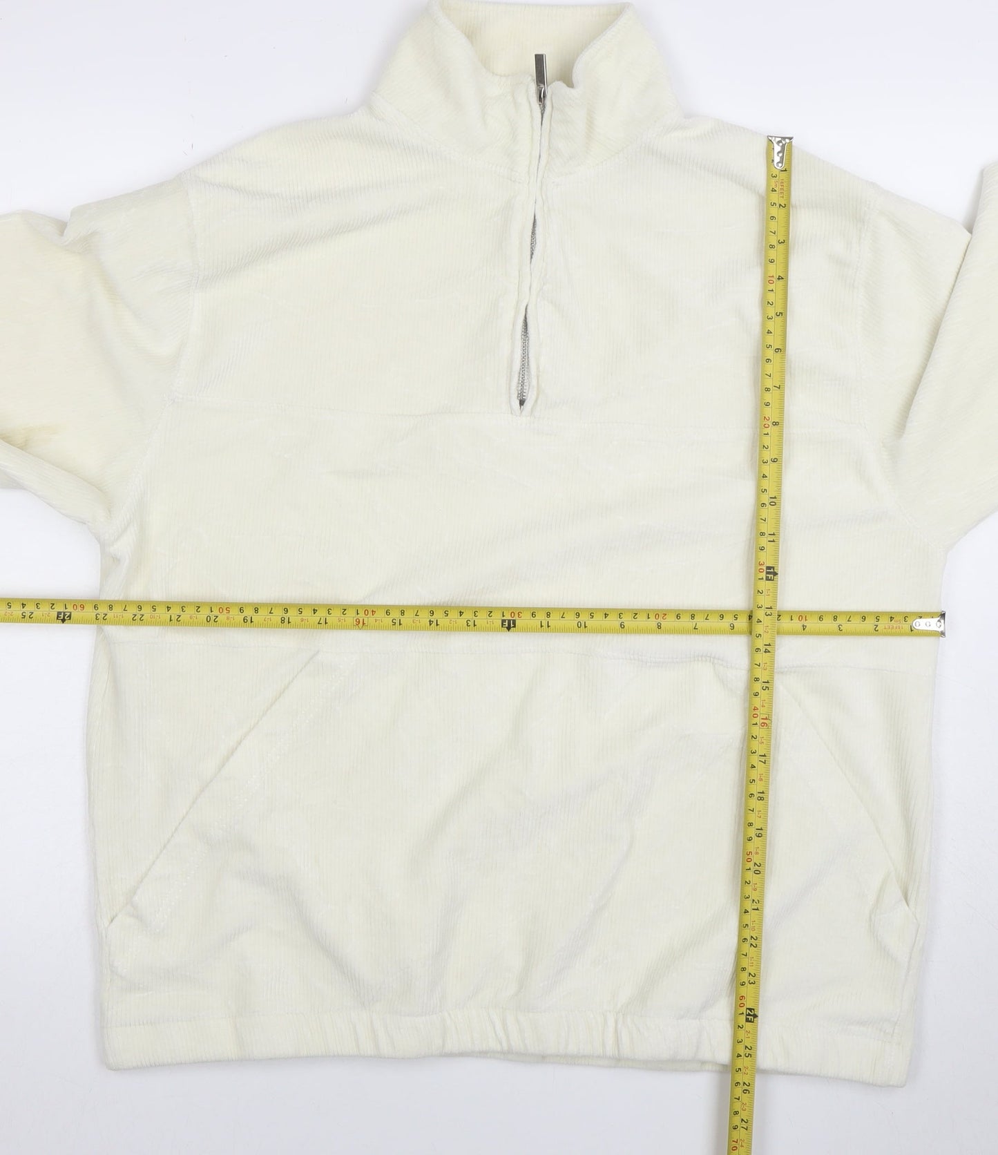 Topman Men’s Ivory Corduroy 1/2 Zip Sweatshirt XL Regular Fit
