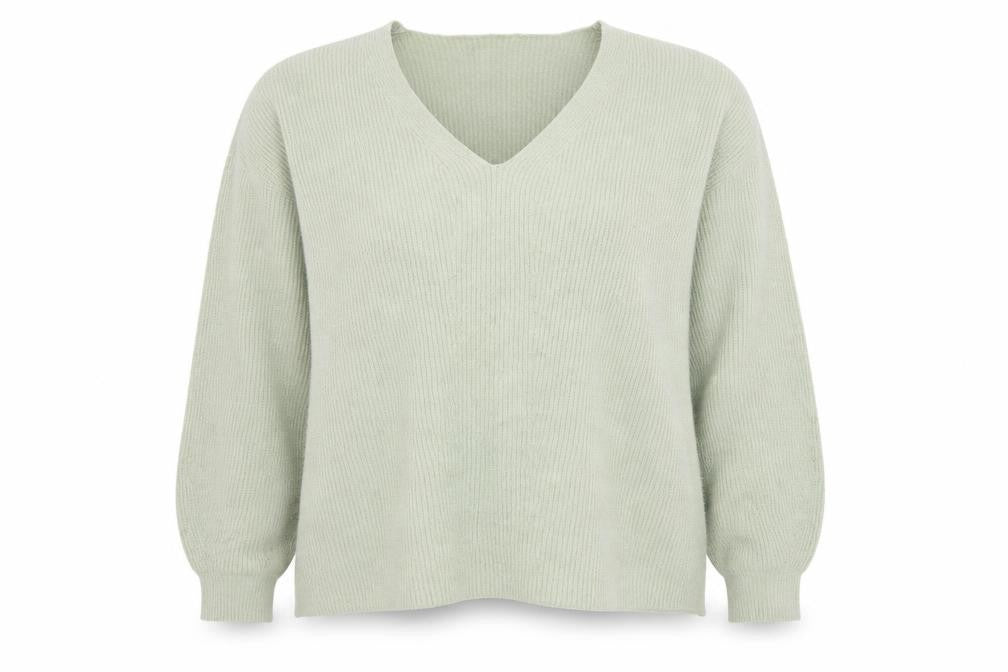 Threadbare Women's Green V-Neck Relaxed Knit Jumper Size 16