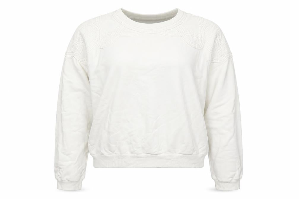 Topshop Women Ivory Embroidered Pullover Sweatshirt UK 8 Cotton