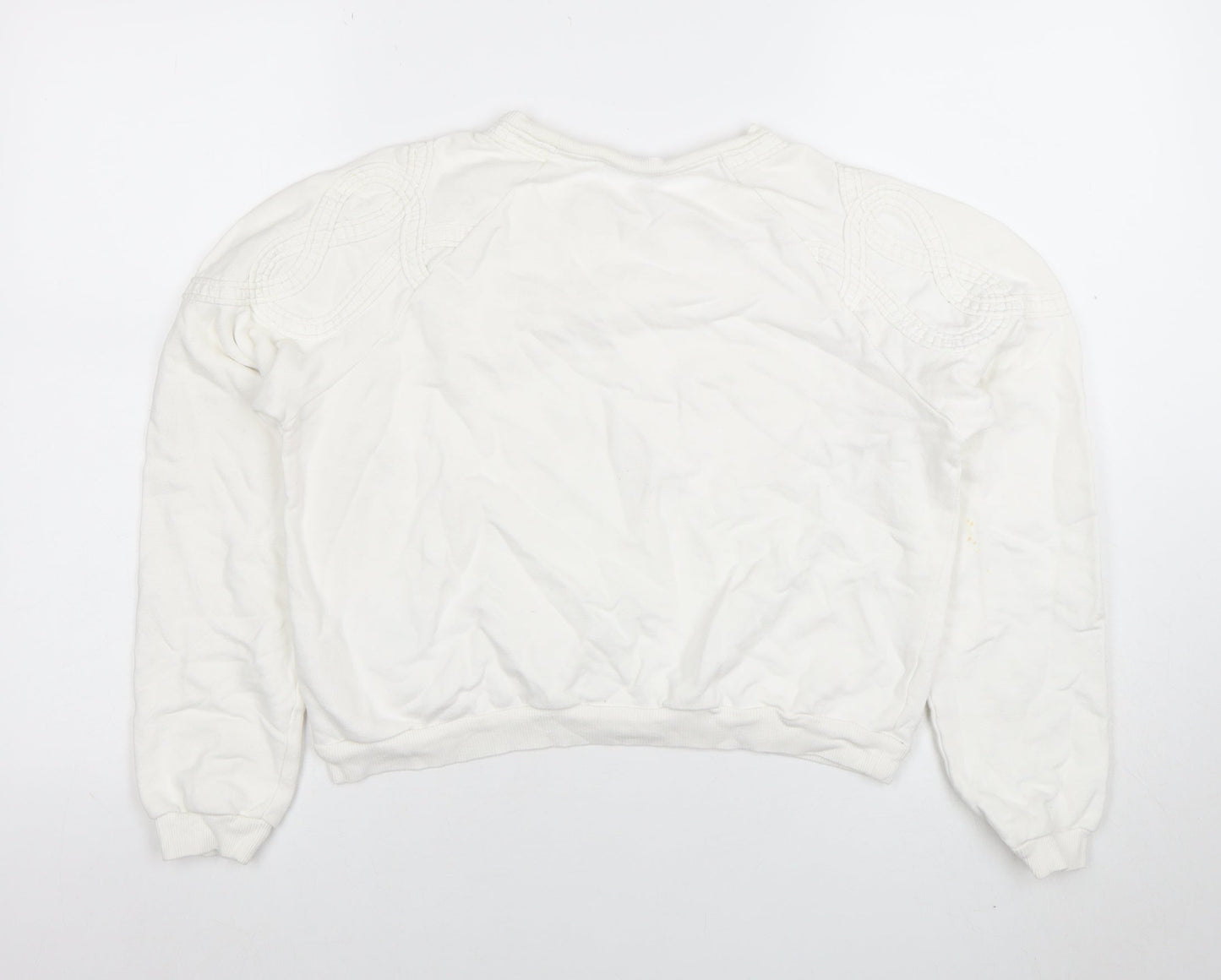 Topshop Women Ivory Embroidered Pullover Sweatshirt UK 8 Cotton