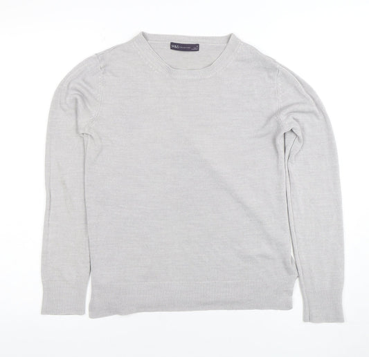 Marks and Spencer Women’s Grey Acrylic Crew Neck Jumper Size 8