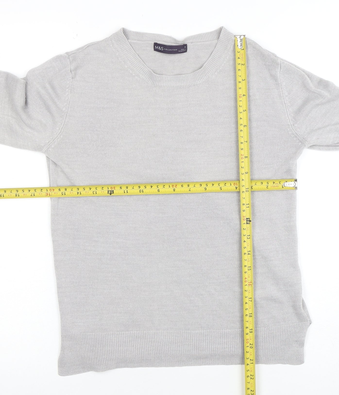 Marks and Spencer Women’s Grey Acrylic Crew Neck Jumper Size 8