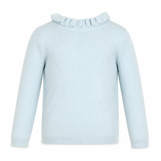 George Girls Blue Ruffle Neck Long Sleeve Ribbed Pullover Jumper 4-5 Years