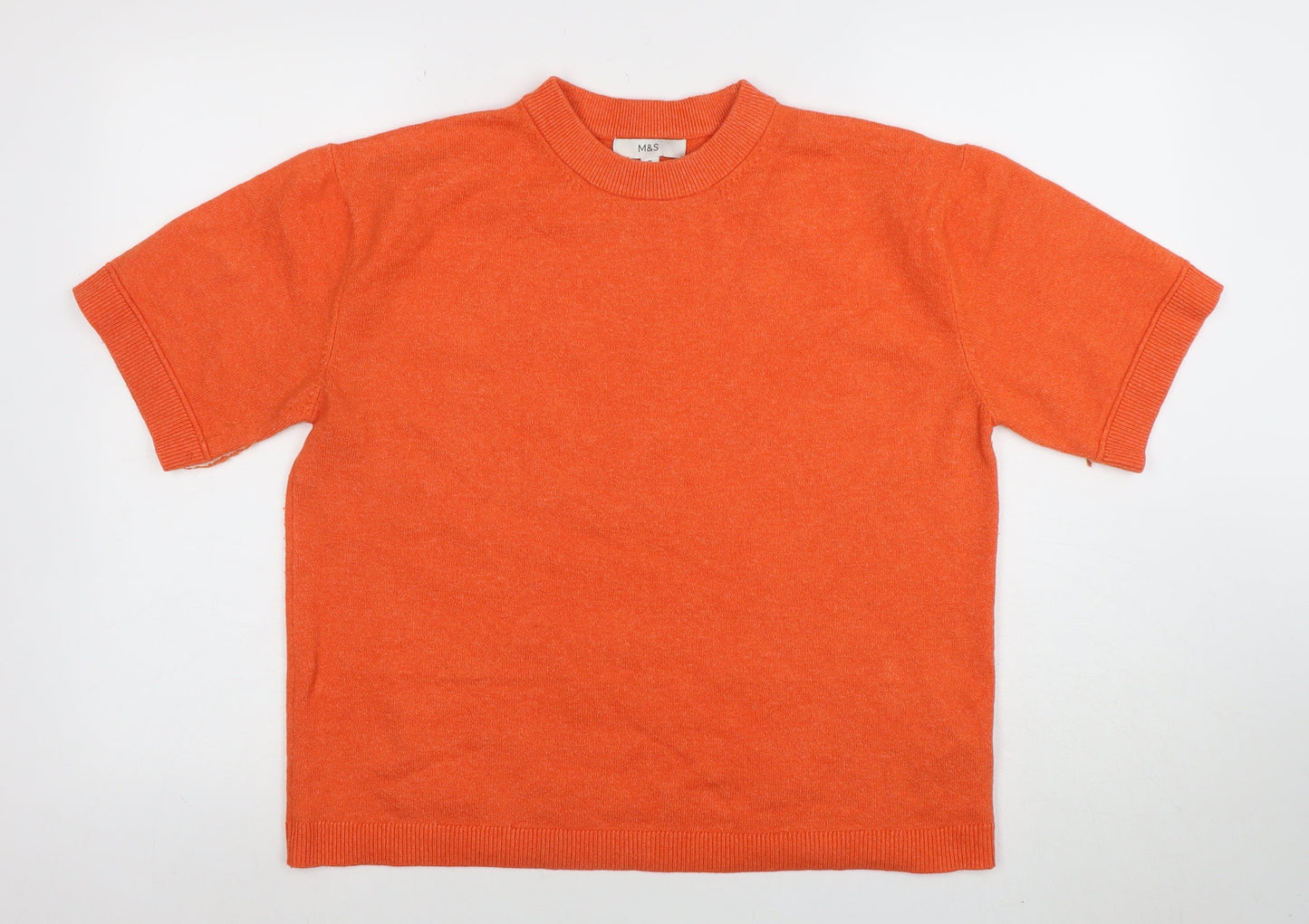 Marks and Spencer Womens Orange Basic Short Sleeve Knit T-Shirt M