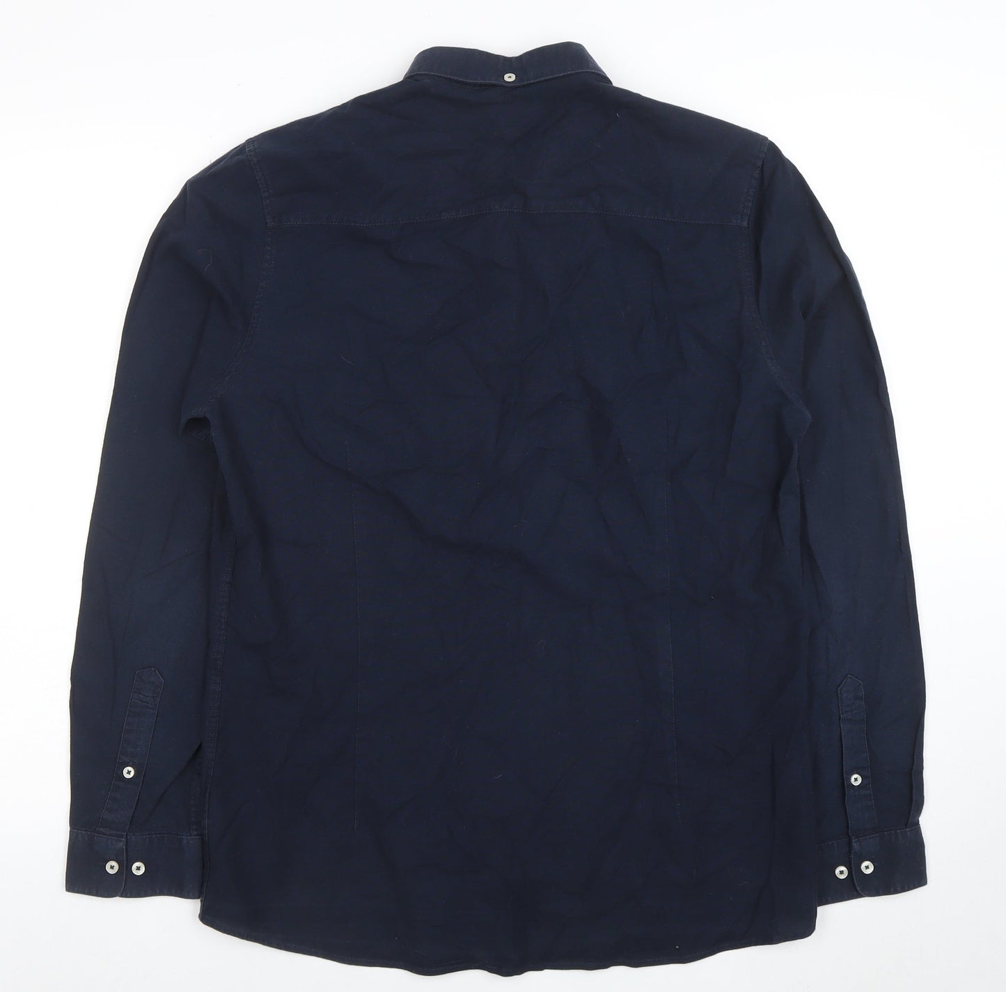 Next Men's Blue Slim Fit Button-Down Long Sleeve Shirt M