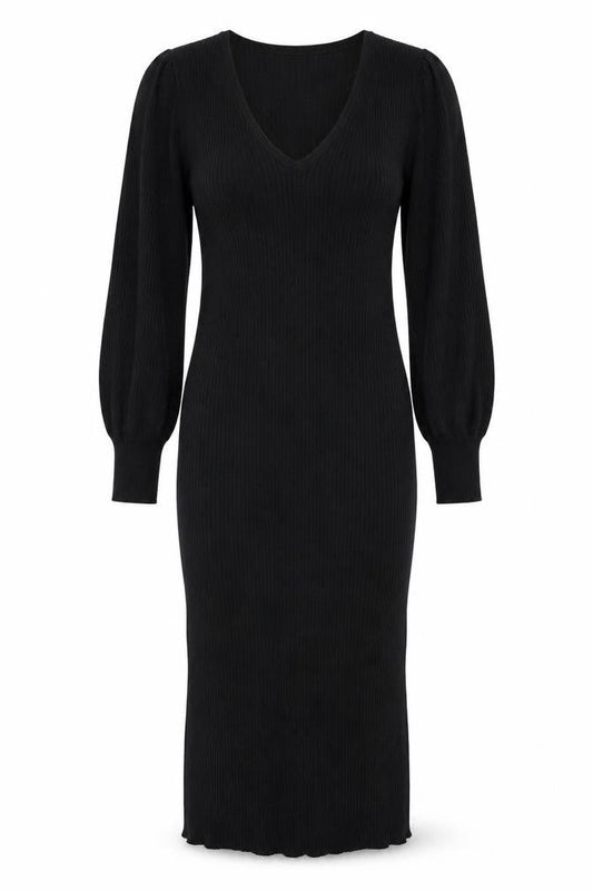 Yulaschka by Wehkamp Women’s Black Bodycon Midi Knit Dress L