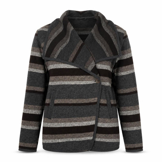 Warehouse Women’s Grey Striped Long Sleeve Cardigan UK 12