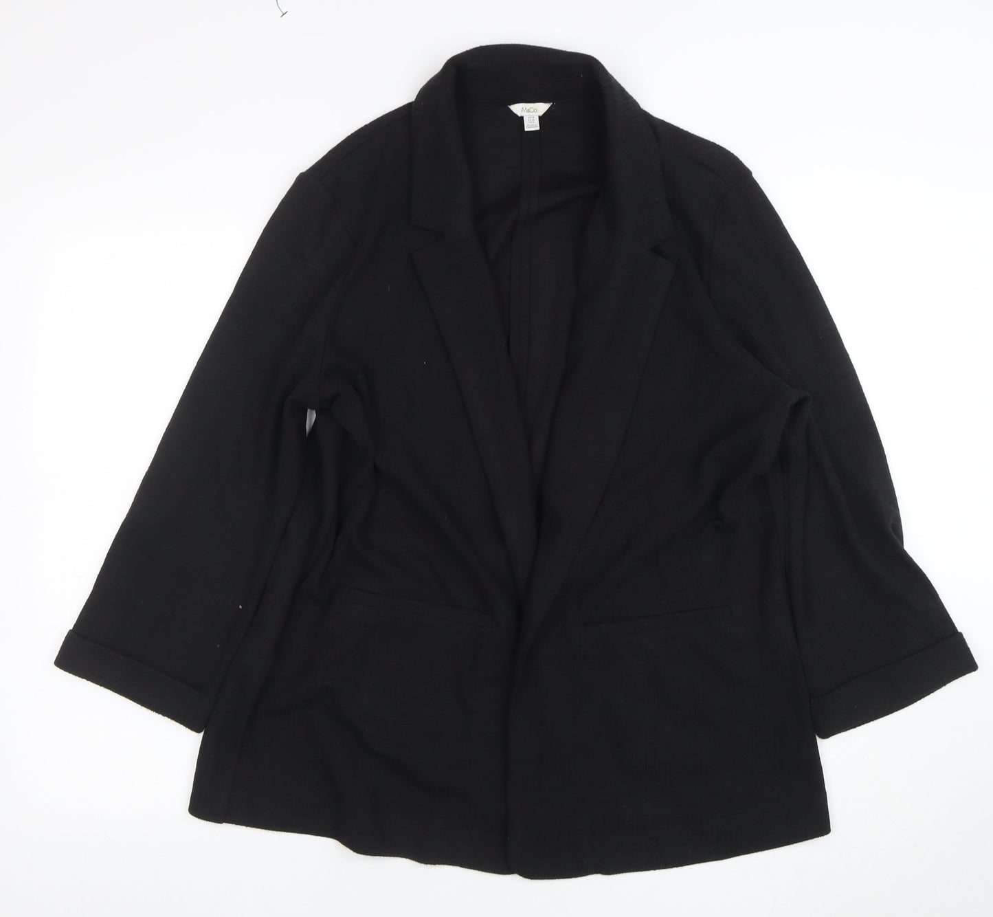 M&Co Women’s Black Collared Long Sleeve Knit Cardigan Size 18