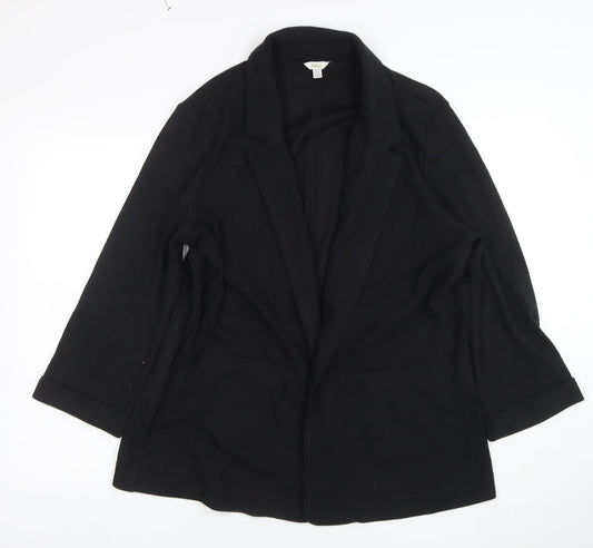 M&Co Women’s Black Collared Long Sleeve Knit Cardigan Size 18