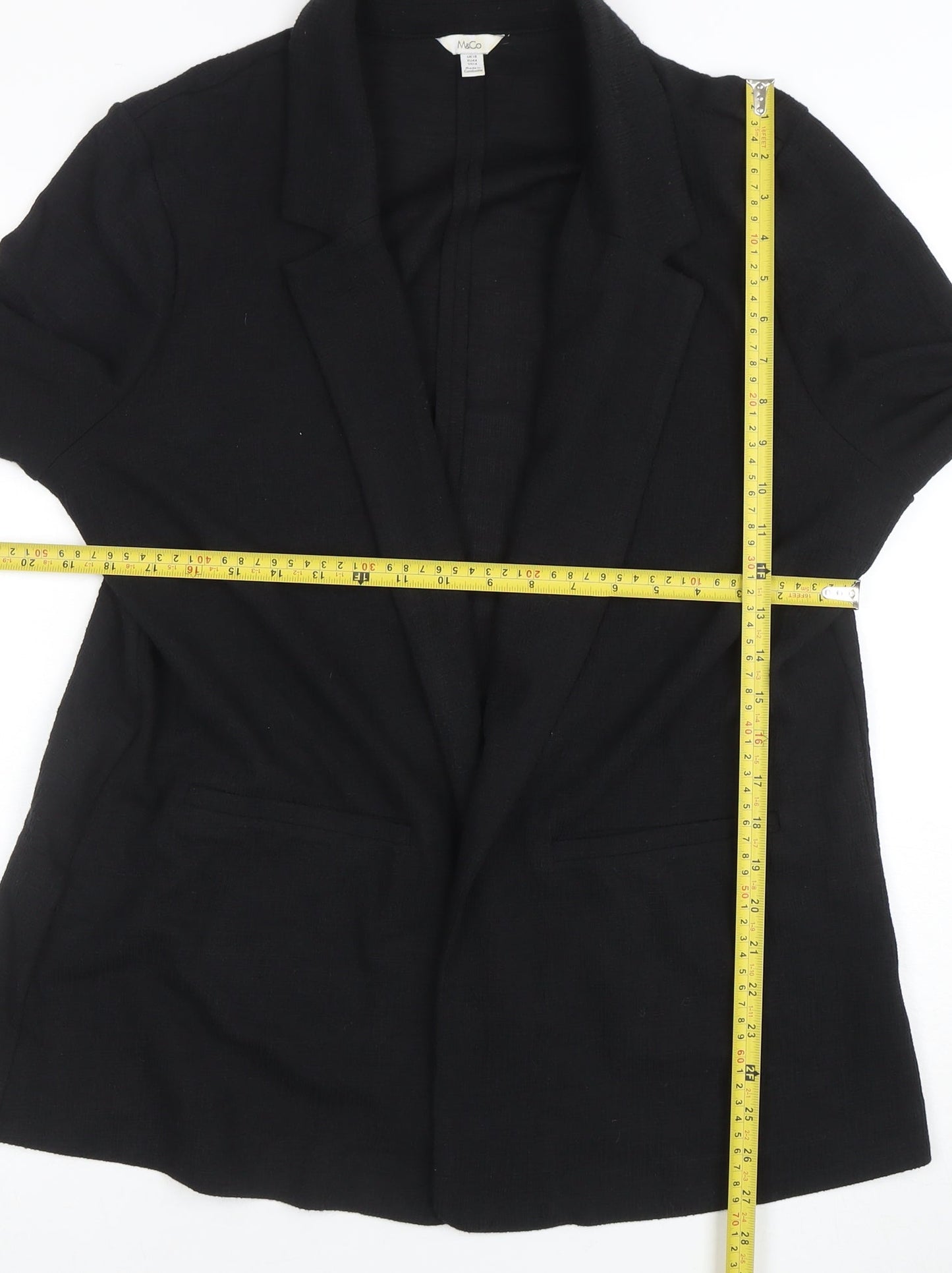 M&Co Women’s Black Collared Long Sleeve Knit Cardigan Size 18