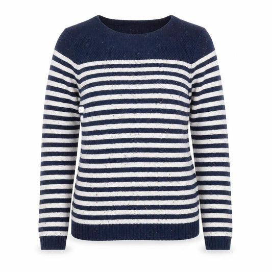 FatFace Womens Navy Stripe Cotton Acrylic Crew Neck Jumper Size 8