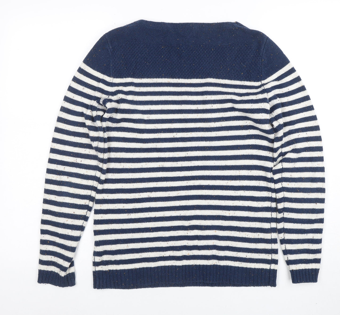 FatFace Womens Navy Stripe Cotton Acrylic Crew Neck Jumper Size 8