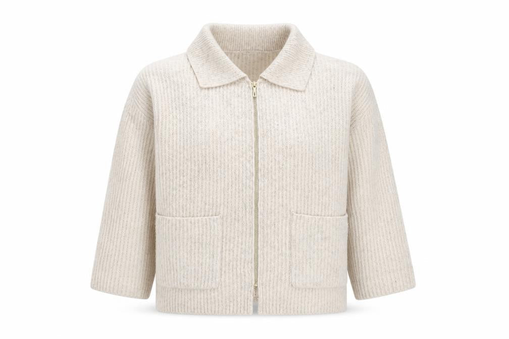 Tu Women Beige Collared Full Zip Knit Jumper Size 10
