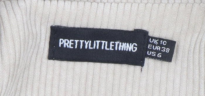 PrettyLittleThing Women Beige Corduroy Double-Breasted Blazer UK 10