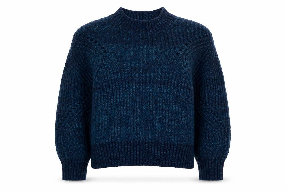 AND/OR Womens Blue Chunky-Knit Wool Blend Jumper Size 8