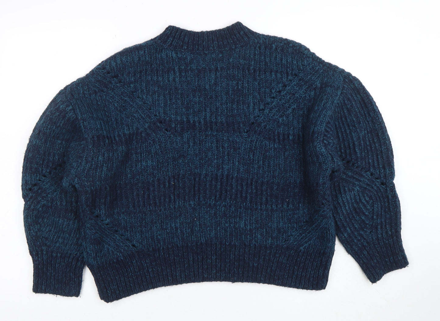 AND/OR Womens Blue Chunky-Knit Wool Blend Jumper Size 8