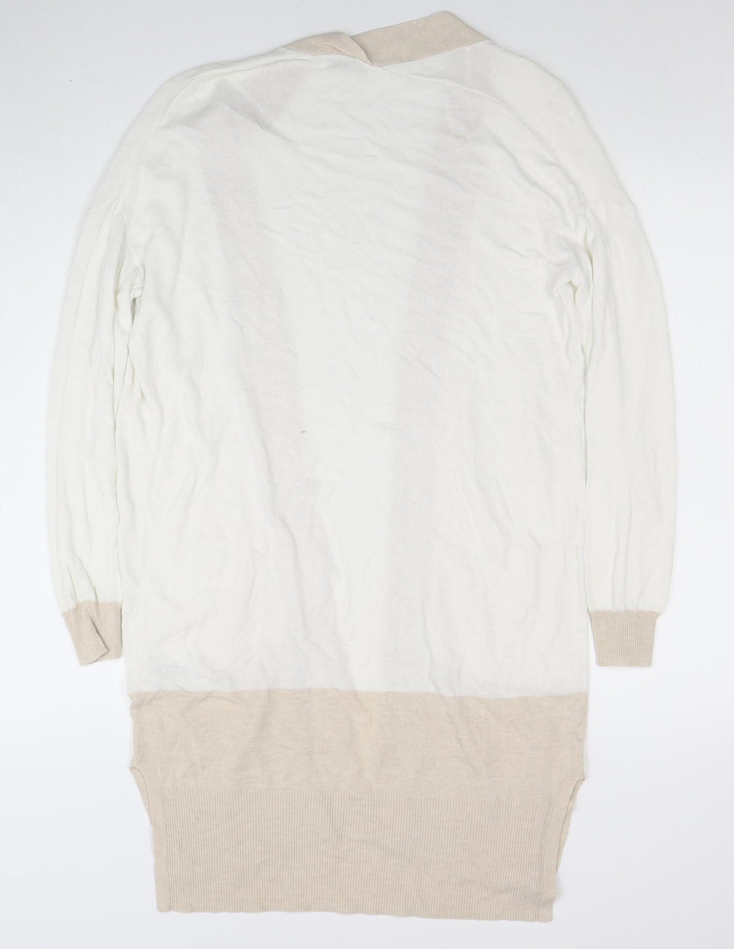 Nutmeg Womens Beige Viscose Linen Long Sleeve Open Cardigan Size 10
