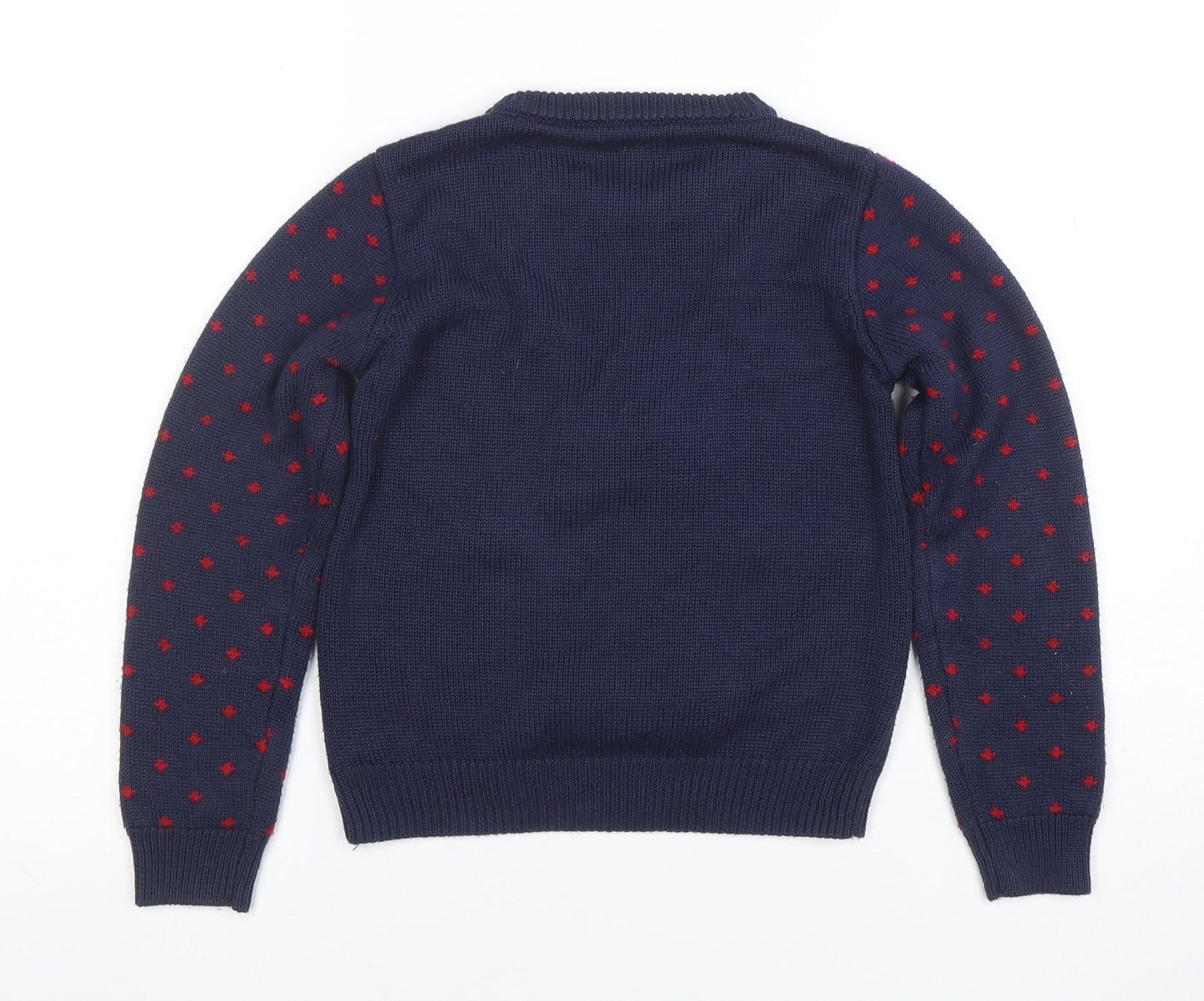 Nutmeg Boys Navy Penguin Christmas Jumper 7-8 Years Acrylic Knit Long Sleeve