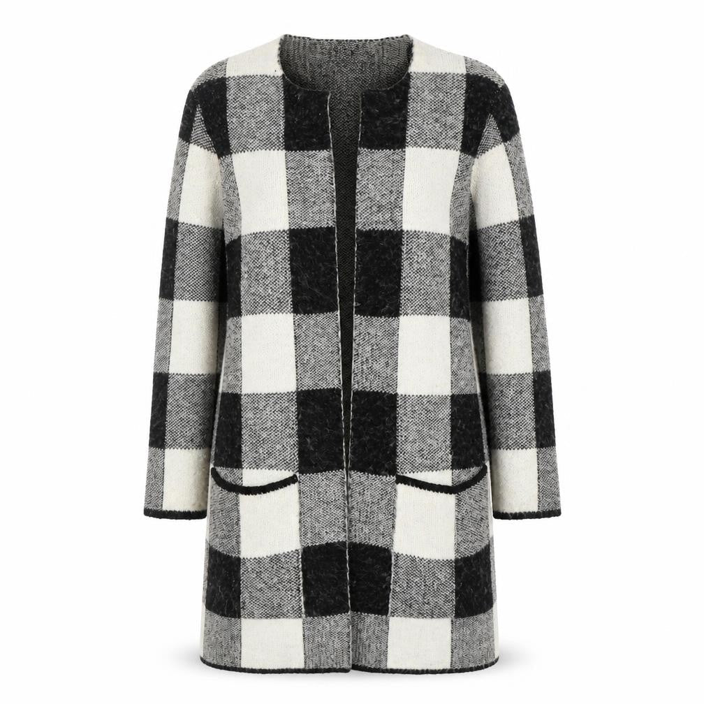 Atmosphere Women Black Check Longline Cardigan Size 10/12