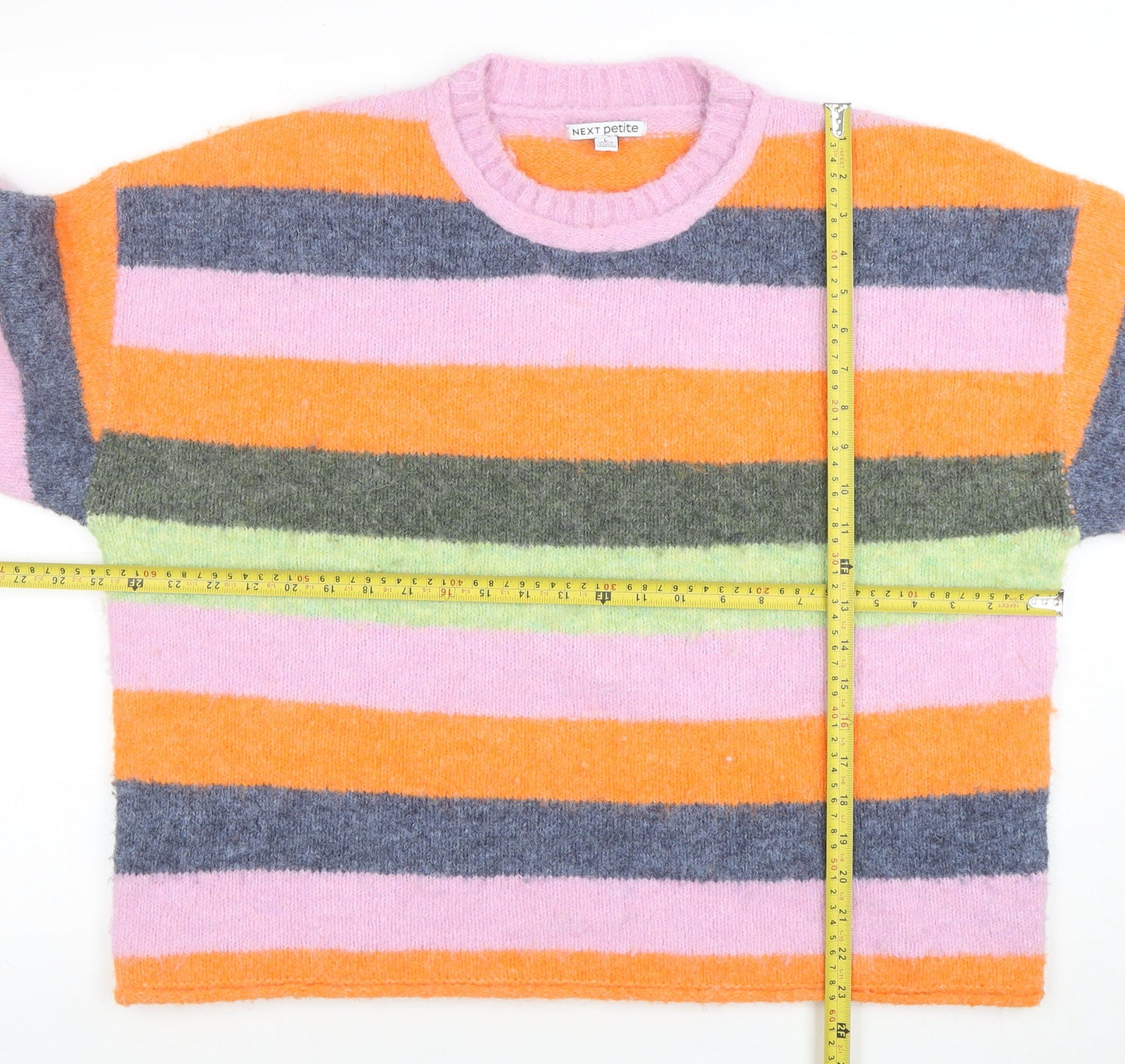 Next Petite Women’s Multicolour Striped Crew Neck Jumper Size L
