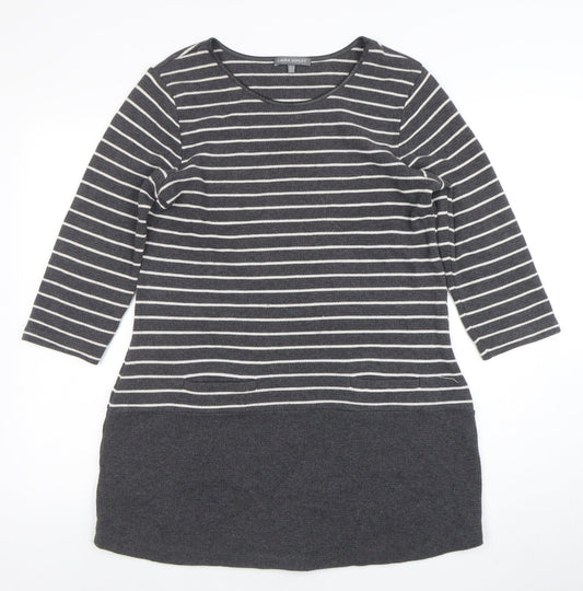 Laura Ashley Women’s Grey Striped Knit Shift Dress Size 12