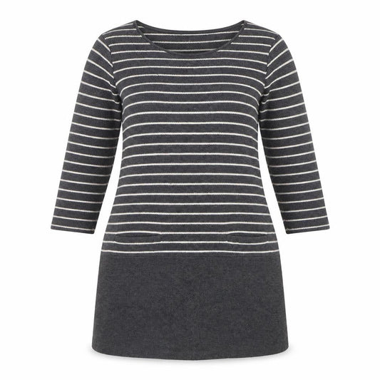 Laura Ashley Women’s Grey Striped Knit Shift Dress Size 12
