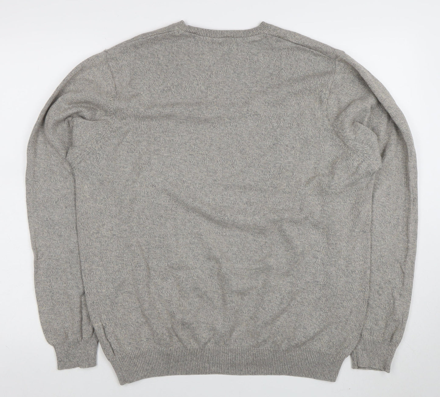 Marks and Spencer Mens Grey Cotton Crew Neck Jumper XXL Regular Fit