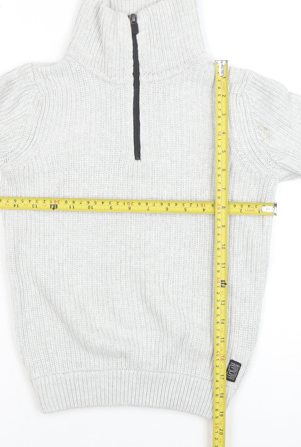 NEXT Boys Grey 9 Years 1/2 Zip Roll Neck Jumper Cotton Blend Knit