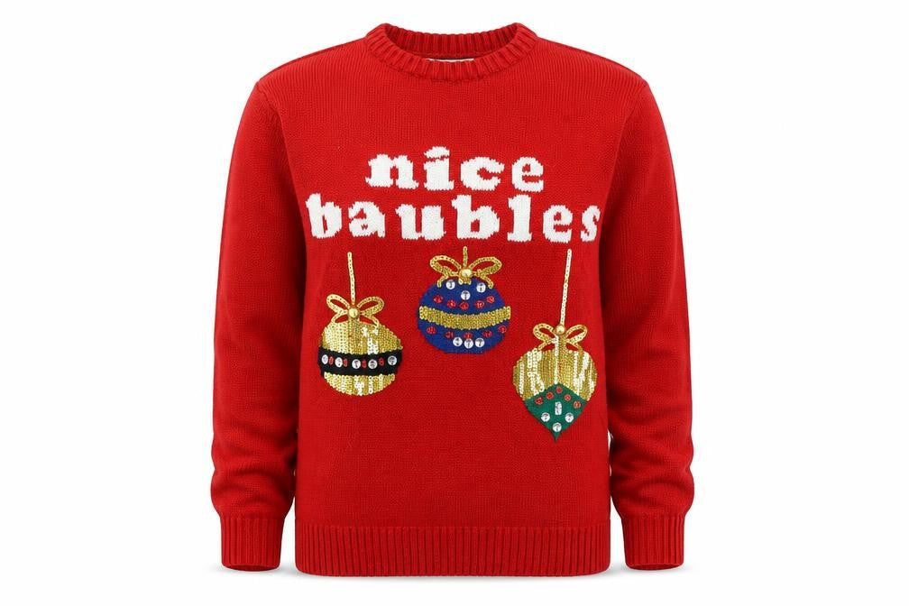 Atmosphere Women's Red Sequin Christmas Jumper Size S