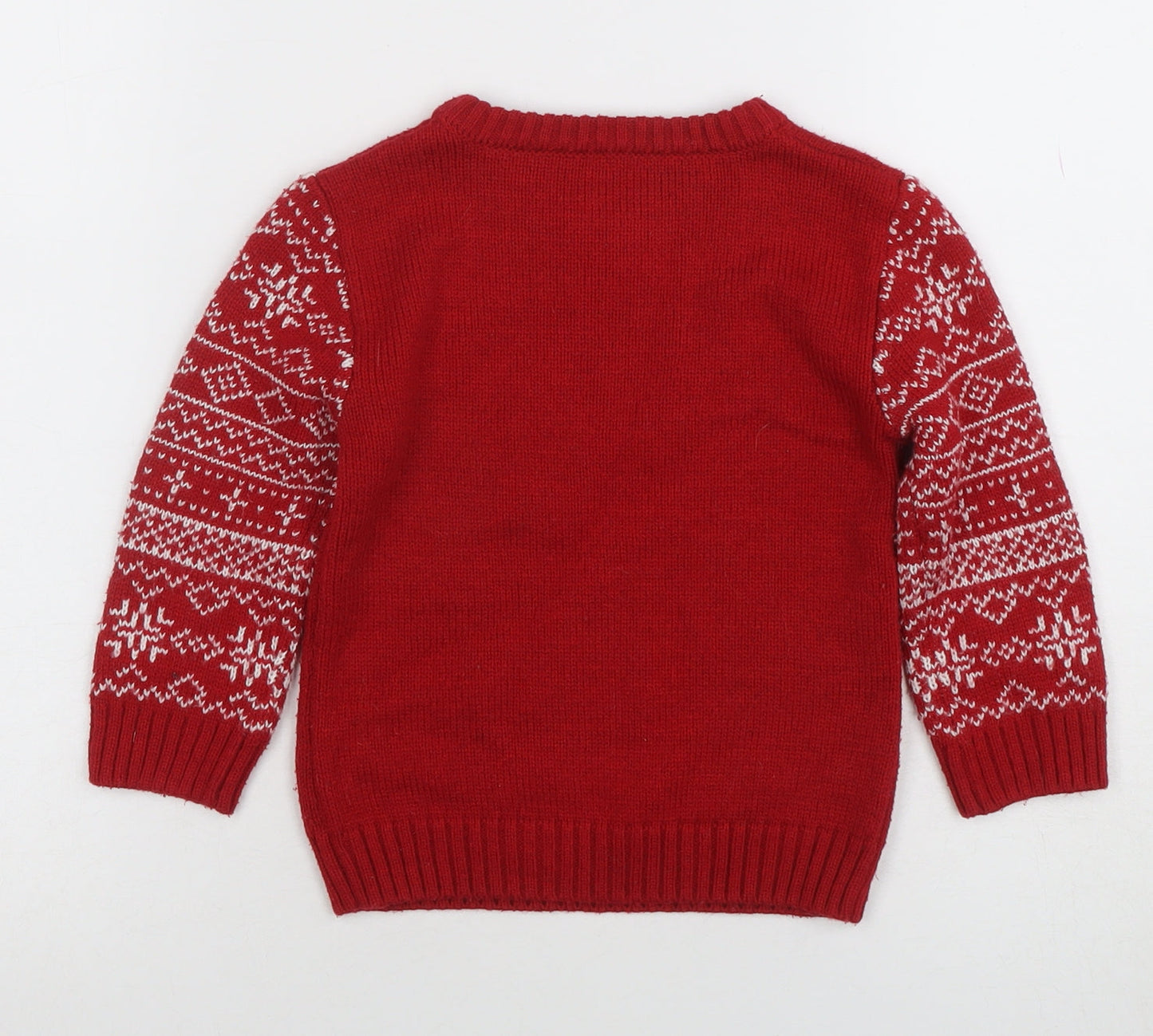 Nutmeg Boys Red Christmas Polar Bear Jumper 2-3 Years Fair Isle Knit