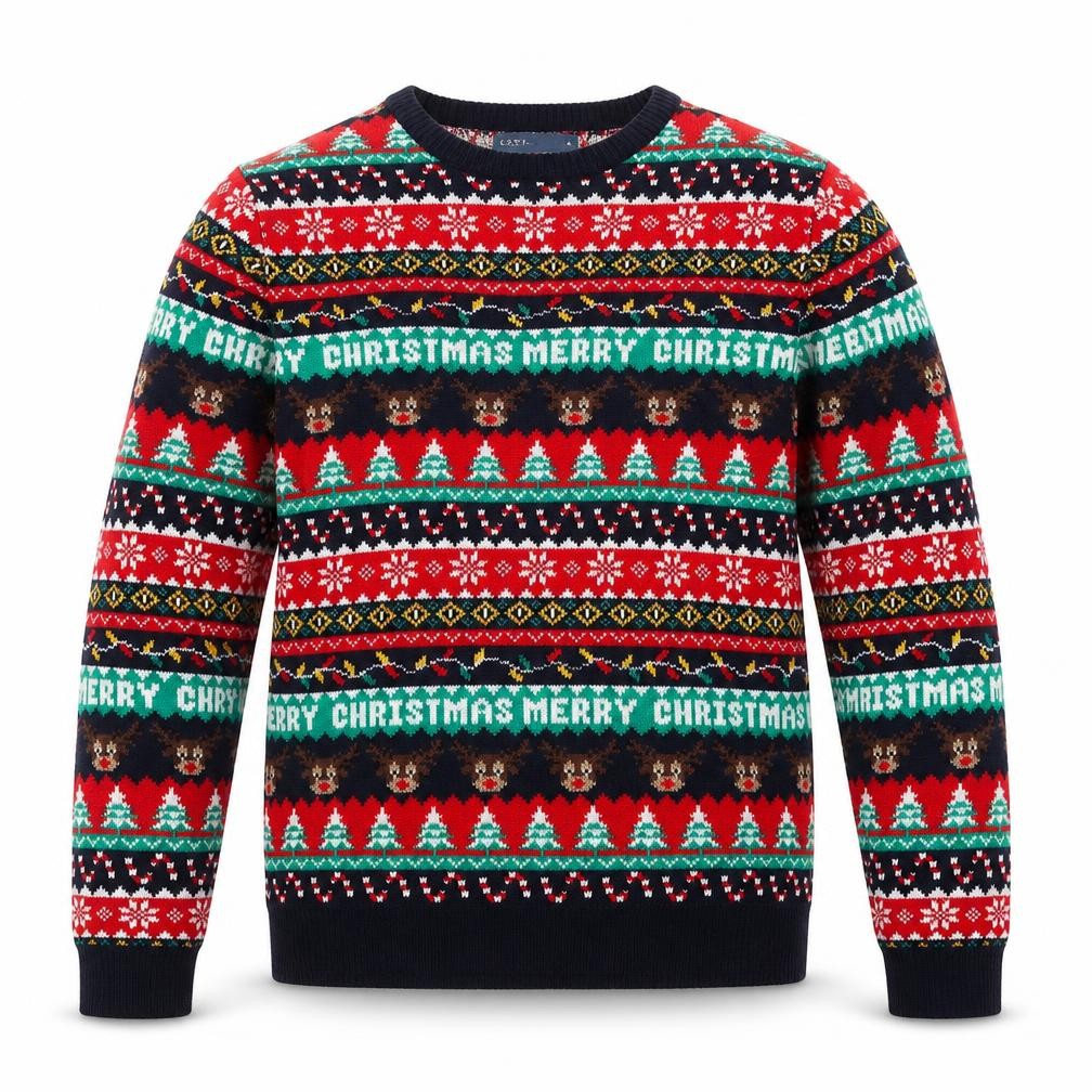EASY Men’s Multicoloured Christmas Pullover Jumper M Crew Neck Knit