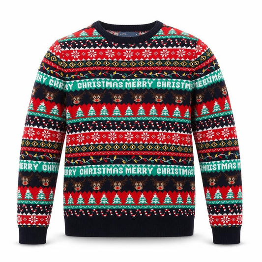 Front view of Easy Men’s Multicoloured Christmas jumper M Crew Neck Knit