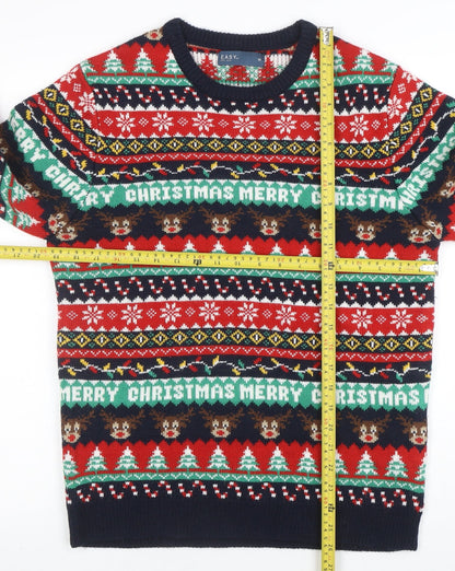 Back view of Easy Men’s Multicoloured Christmas jumper M Crew Neck Knit