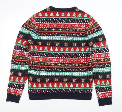Close-up detail of Easy Men’s Multicoloured Christmas jumper M Crew Neck Knit