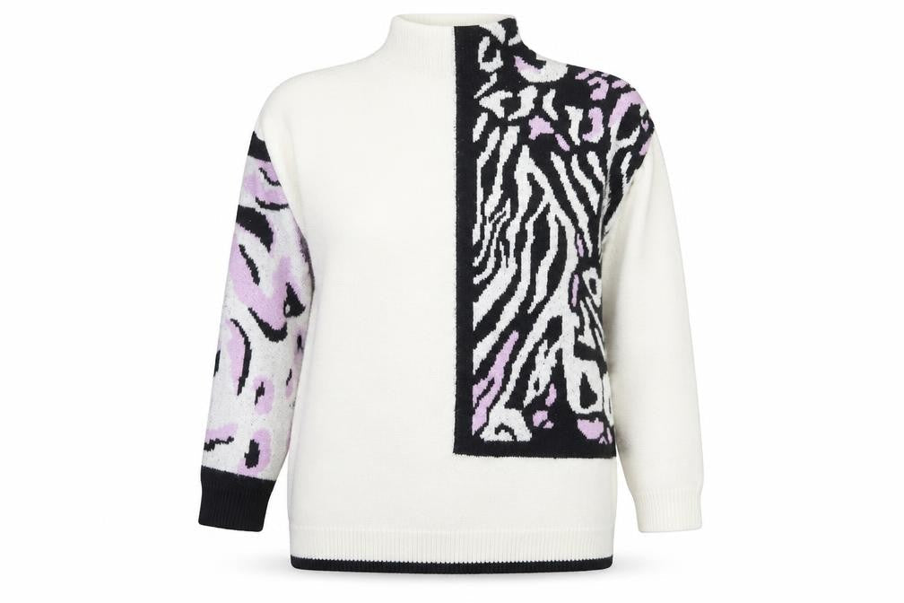 The Stevens Womens Ivory Zebra Animal Print Pullover Jumper Size 12