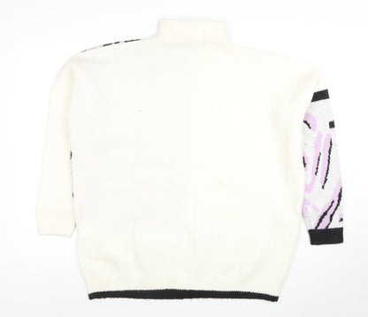 The Stevens Womens Ivory Zebra Animal Print Pullover Jumper Size 12