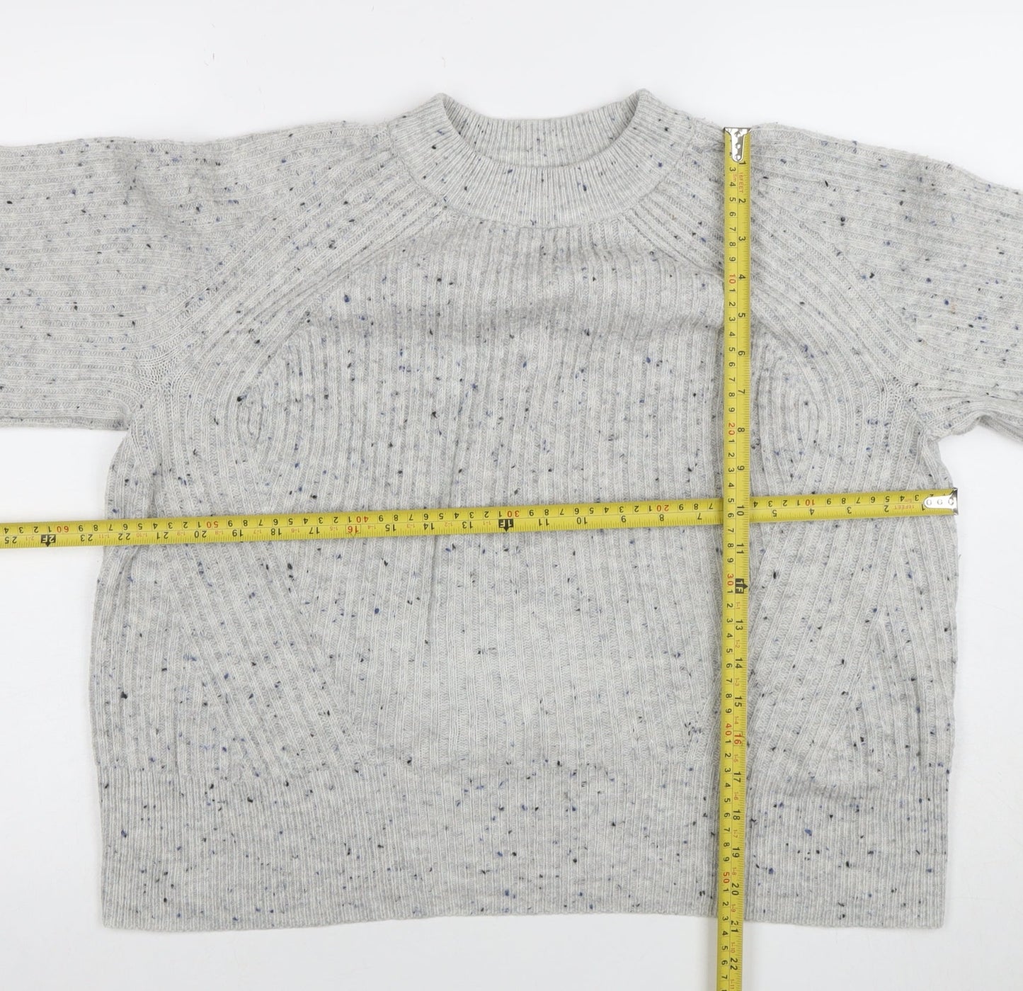 Marks and Spencer Womens Grey Mock Neck Wool Blend Pullover Jumper M