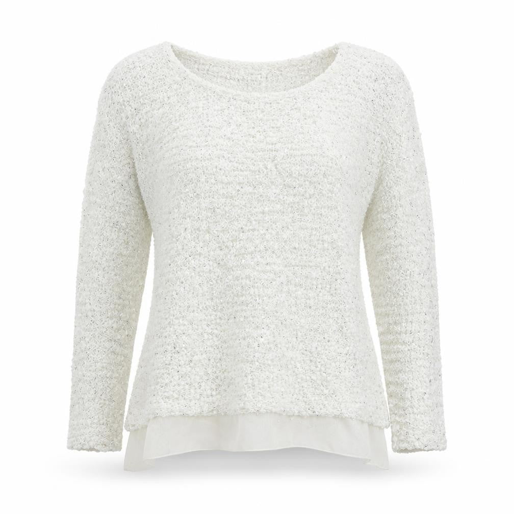 Cherry Couture Women's White Sequin Knit Pullover Jumper M