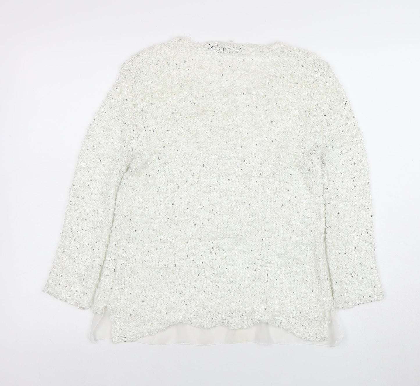 Cherry Couture Women's White Sequin Knit Pullover Jumper M