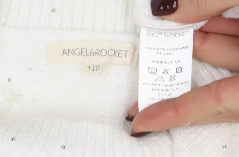 Angel & Rocket Girls White Sequin Penguin Jumper Size 10 Long Sleeve Knit